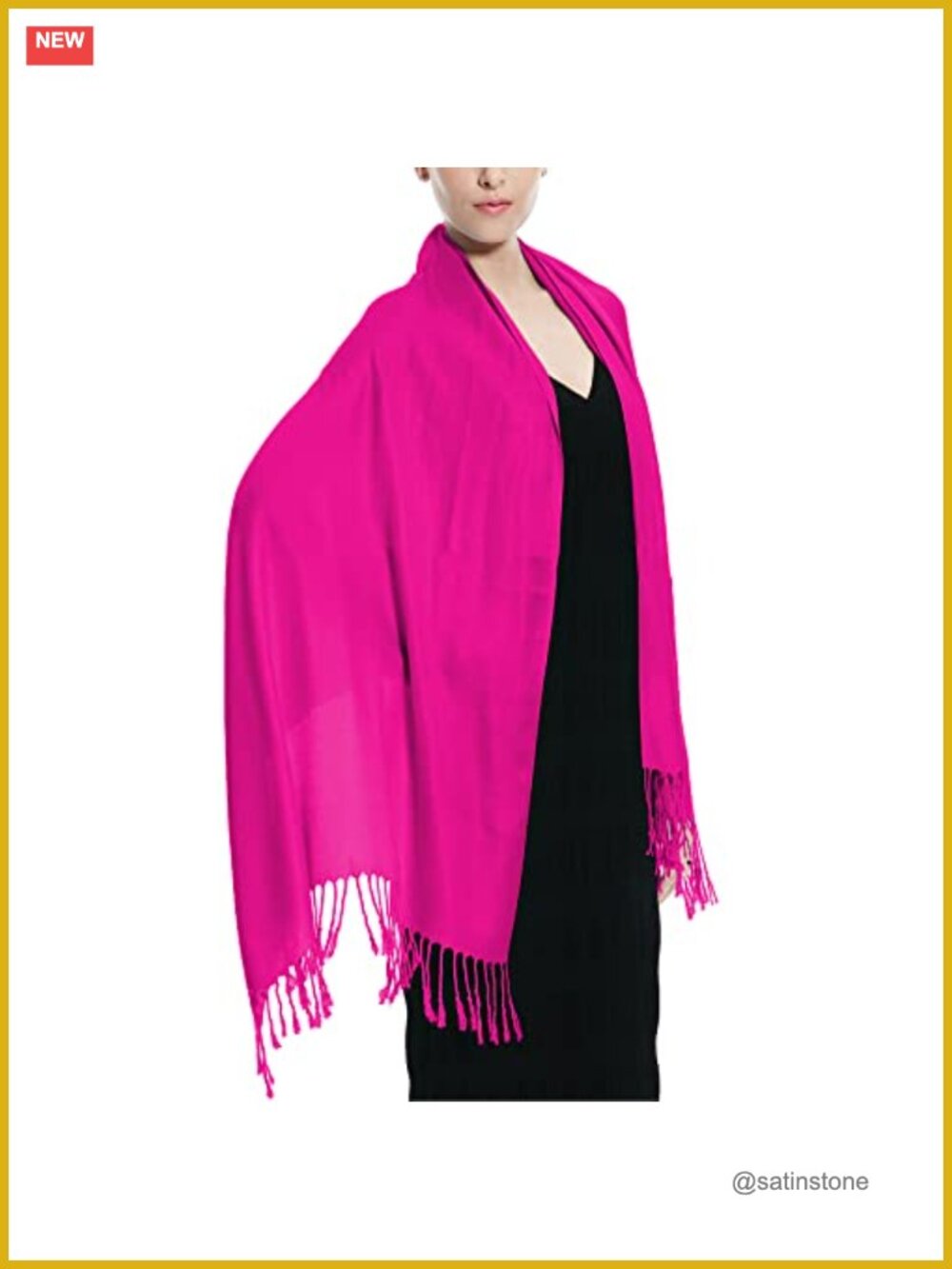 Silky Pashmina Shawl Wrap Scarf - 100% Viscose, Tassels